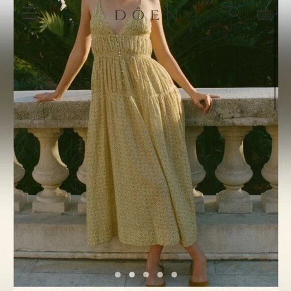 💕DOEN💕 Irina Dress ~ Moonflower Floral Print Yellow Small S NWT - Picture 6 of 16